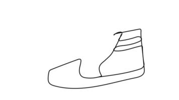 durchgehende Linien, Schuhe, Sportschuhe im minimalistischen Stil. Traveller-Konzept
