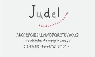 Jude fun alphabet vector, cute font, handwritten alphabet vector. vector