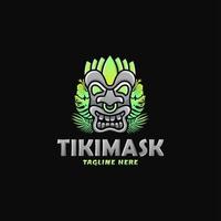 Ilustración de vector de diseño de logotipo de máscara tiki colorida