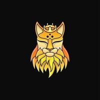 logotipo del rey de los gatos, ilustración del personaje del rey gato amarillo vector