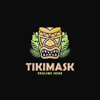 Colorful Tiki Mask Logo Design Vector Illustration