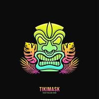 Colorful Tiki Mask Logo Design Vector Illustration