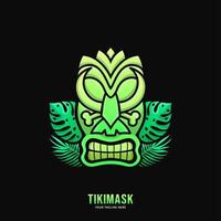 Ilustración de vector de diseño de logotipo de máscara tiki colorida