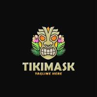 Ilustración de vector de diseño de logotipo de máscara tiki colorida