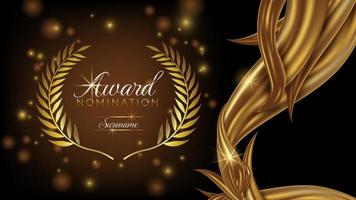 Award shiny background with realistic golden luxury ornament  laurel glitter sparkles and bokeh. vector