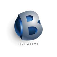 Plantilla de logotipo de letra inicial de color azul gris círculo diseño 3d para la identidad empresarial y empresarial vector