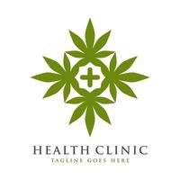 health symbol logo design and marijuana vector