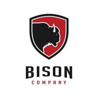bison shield logo design template vector