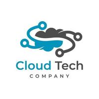cloud tech logo design template vector