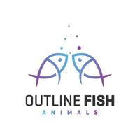 sea fish outline logo vector