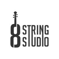 modern guitar logo with number 8 vector