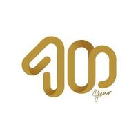 Logotipo de 100 años. ilustración vectorial en color amarillo dorado a partir de 100 años. 100 logotipos creativos y distintivos. vector