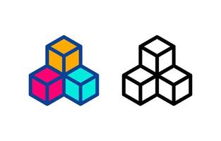 3d cubes icon special collection colorful icon set. Upload geometric cubes vector. Design element linear icon symbol. Editable linear icon set. vector