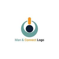 man and connect logo, adecuado para logotipos con antecedentes de hombres y telecomunicaciones. vector