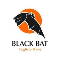 Black bat logo design with circle vector