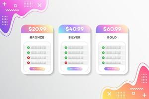 Modern vector template price list design