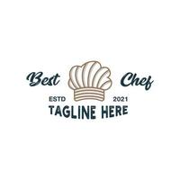 Chef restaurant logo design template vector premium, chef cooking, chef hat, outline chef hat