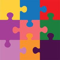 colored puzzle pieces in series vector
