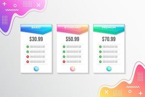 Modern vector template price list design