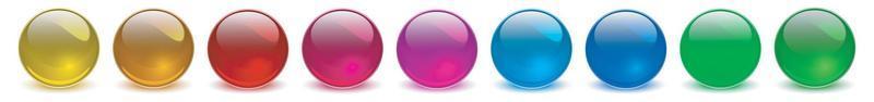 conjunto de esferas de colores, brillante y brillante colección de bolas de vidrio de colores 3d. vector
