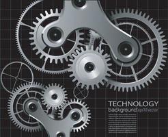 Technology background with metal gears and cogwheels. vector