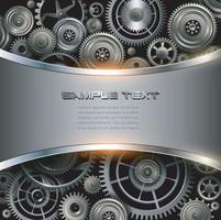 Abstract background metallic chrome silver with gears. vector