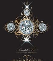 Luxury background with diamonds and gold ornaments. vector