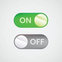 Toggle switch on and off icon. Green on and grey off vector design.
