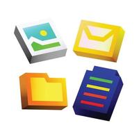 Message, galery, battery, folder icon with 3d style vector