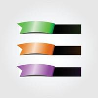 Set infographic three ribbons with various color isoleted white background vector