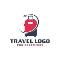 holiday travel suitcase logo vector