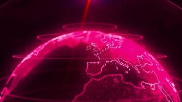 digital pink particles earth close up background video