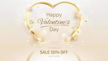 Heart shape golden line with stage for displaying products. valentine's day luxury background. vector