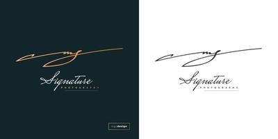 M and J Initial Logo Design with Handwriting Style. MJ Signature Logo or Symbol for Business Identity vector