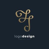 Elegante diseño de logotipo de letra inicial j y j con estilo de escritura a mano. logotipo de la firma jj o símbolo de identidad empresarial vector