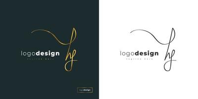 Elegant HJ or HY Initial Logo Design with Handwriting Style in Gold Gradient. HJ or HY Signature Logo or Symbol for Business Identity vector