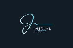 Diseño de logotipo inicial de la letra j y n con estilo de escritura azul. Logotipo o símbolo de la firma jn para bodas, moda, joyería, boutique, identidad botánica, floral y comercial. vector