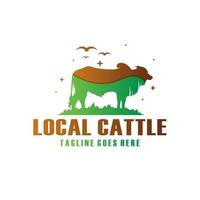 logotipo moderno de la granja de vacas vector