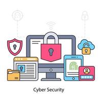 Cyber security illustration, editable vector