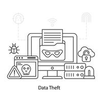 Trendy design illustration of data theft vector