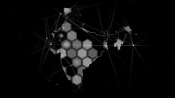 Digital hexagon background in India map video