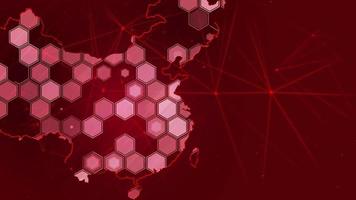 Fondo hexagonal digital en mapa de china