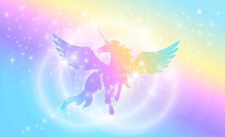 Unicorn on a rainbow background.