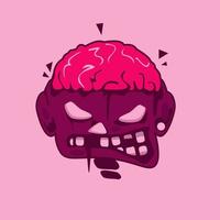 fun zombie and brain ,illustration brain zombie vetctor vector