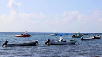 Boats yachts at Tropical mexican beach Playa del Carmen Mexico. video