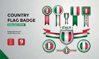 Italy country flag badge collection happy independence day greetings vector