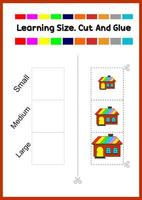 learning size for kids. sort picture by size. fun house. vector
