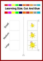 learning size for kids. sort picture by size. bright lamp vector