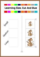 learning size for kids. sort picture by size.cute mouse vector