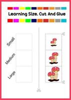 learning size for kids. sort picture by size.plants mushroom vector